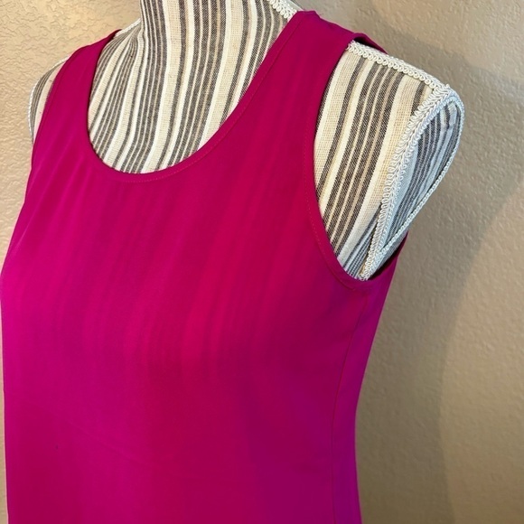 Express Top XS Fuchsia Pink Sleeveless Round Neck Open Back Flowy Tunic Hi-Low - Picture 8 of 14